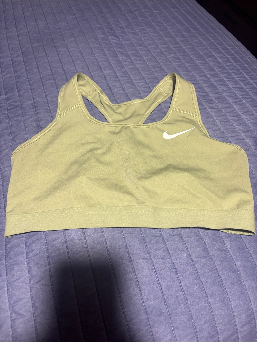 Nike Pale Green Racerback Sports Bra with White Swoosh